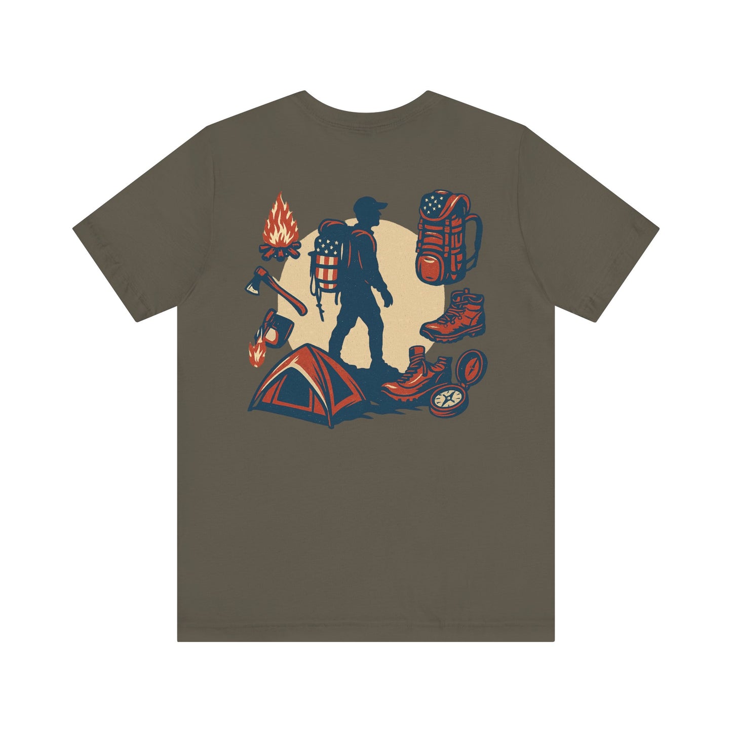 Stars, Stripes, and Campfires – Outdoor Heritage Patriotic Jersey Short Sleeve Tee