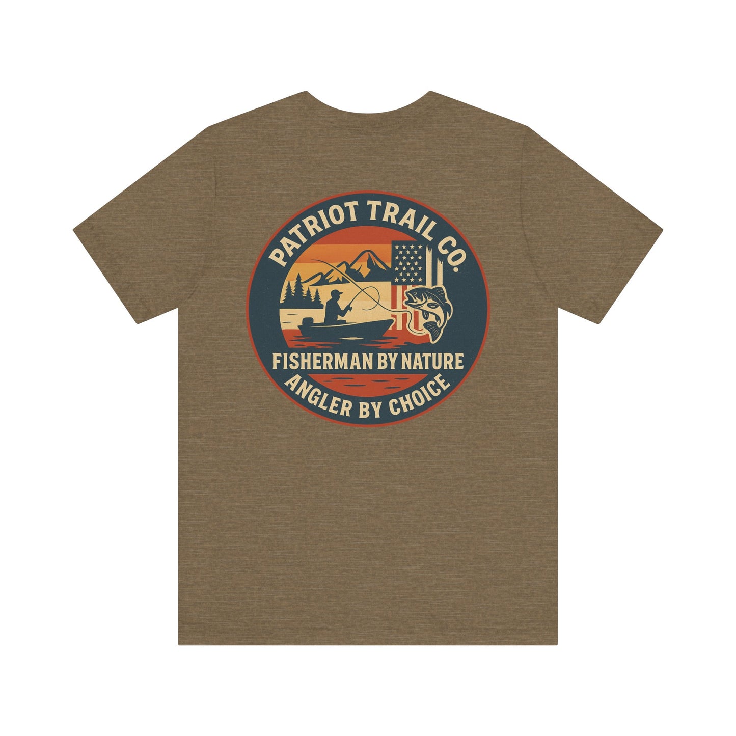 USA Mountain Lake Fishing Tee - Stars, Stripes & Rods Edition Jersey Short Sleeve Tee