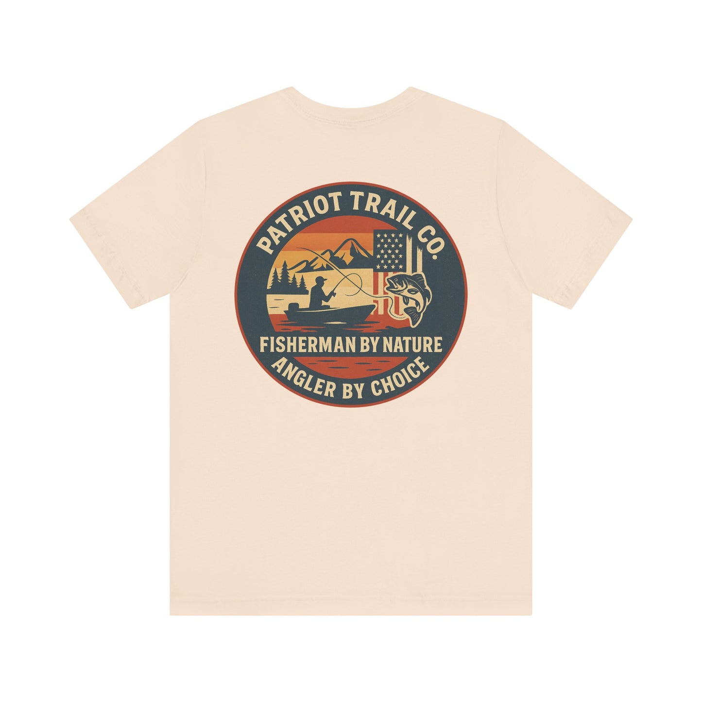 USA Mountain Lake Fishing Tee - Stars, Stripes & Rods Edition Jersey Short Sleeve Tee