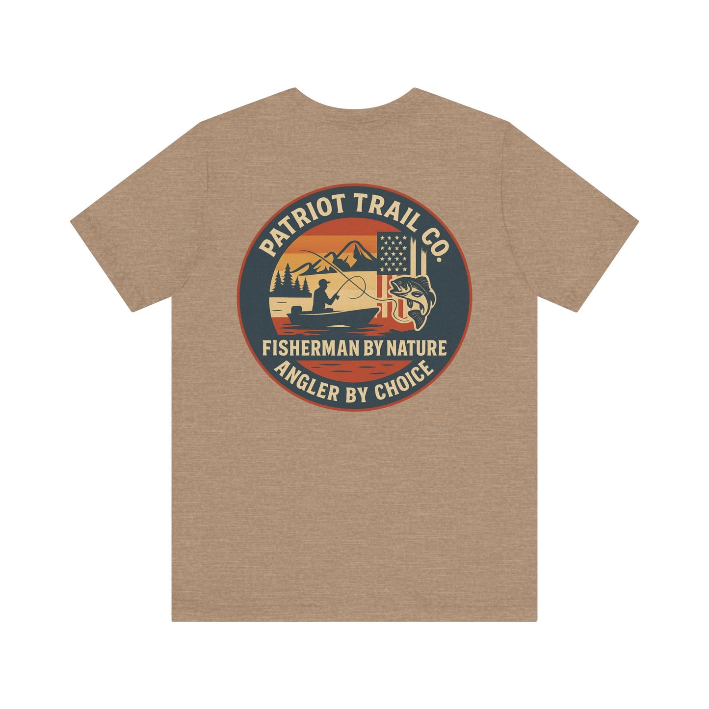 USA Mountain Lake Fishing Tee - Stars, Stripes & Rods Edition Jersey Short Sleeve Tee