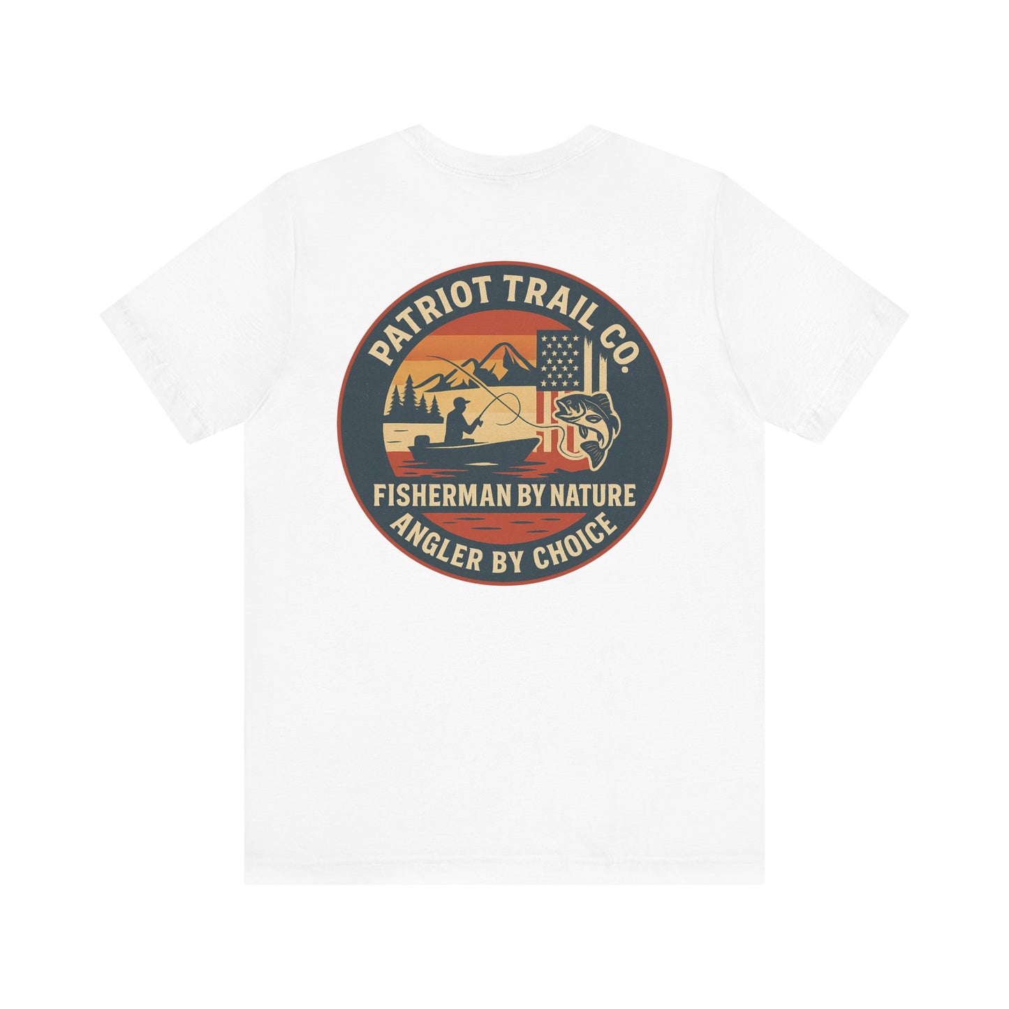 USA Mountain Lake Fishing Tee - Stars, Stripes & Rods Edition Jersey Short Sleeve Tee
