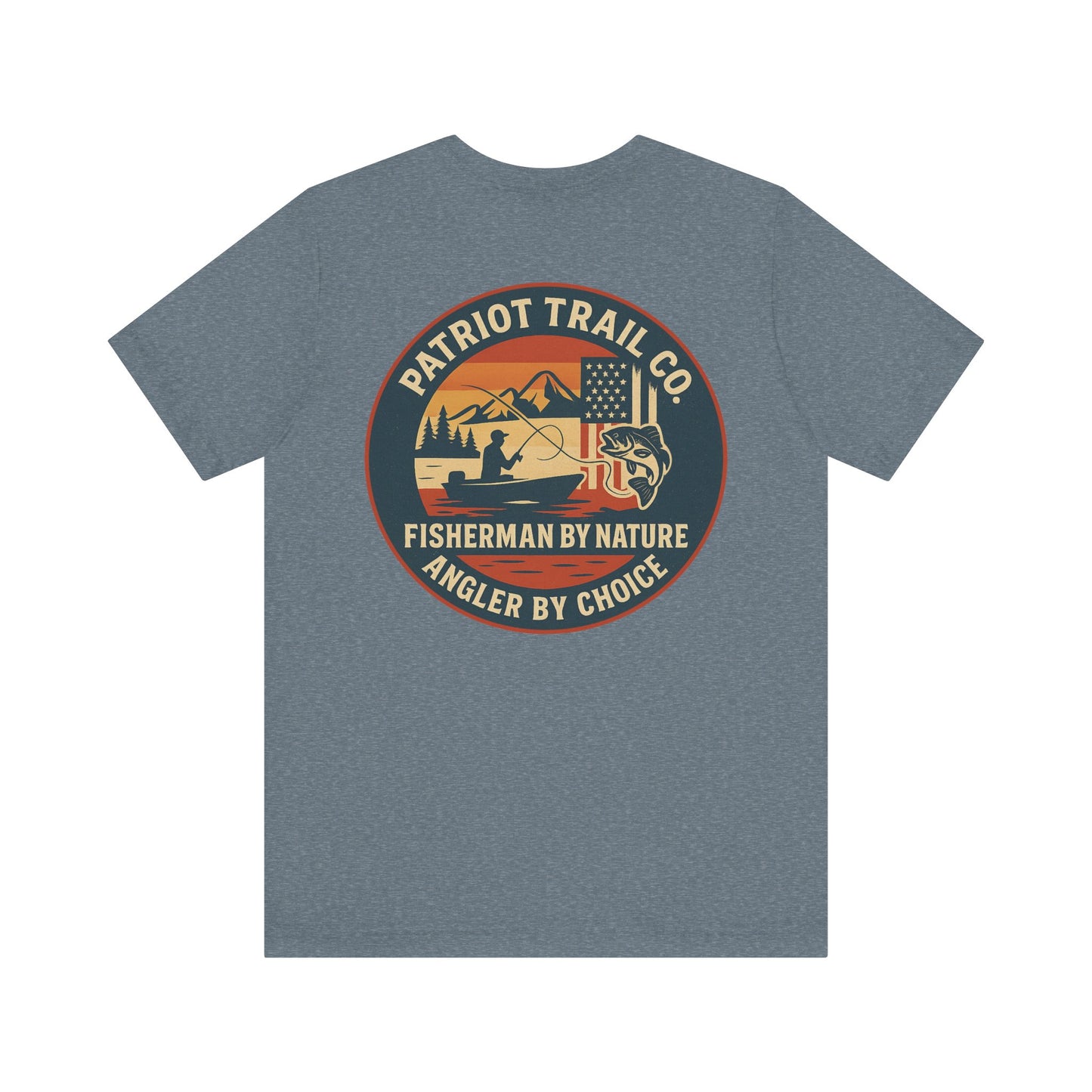 USA Mountain Lake Fishing Tee - Stars, Stripes & Rods Edition Jersey Short Sleeve Tee