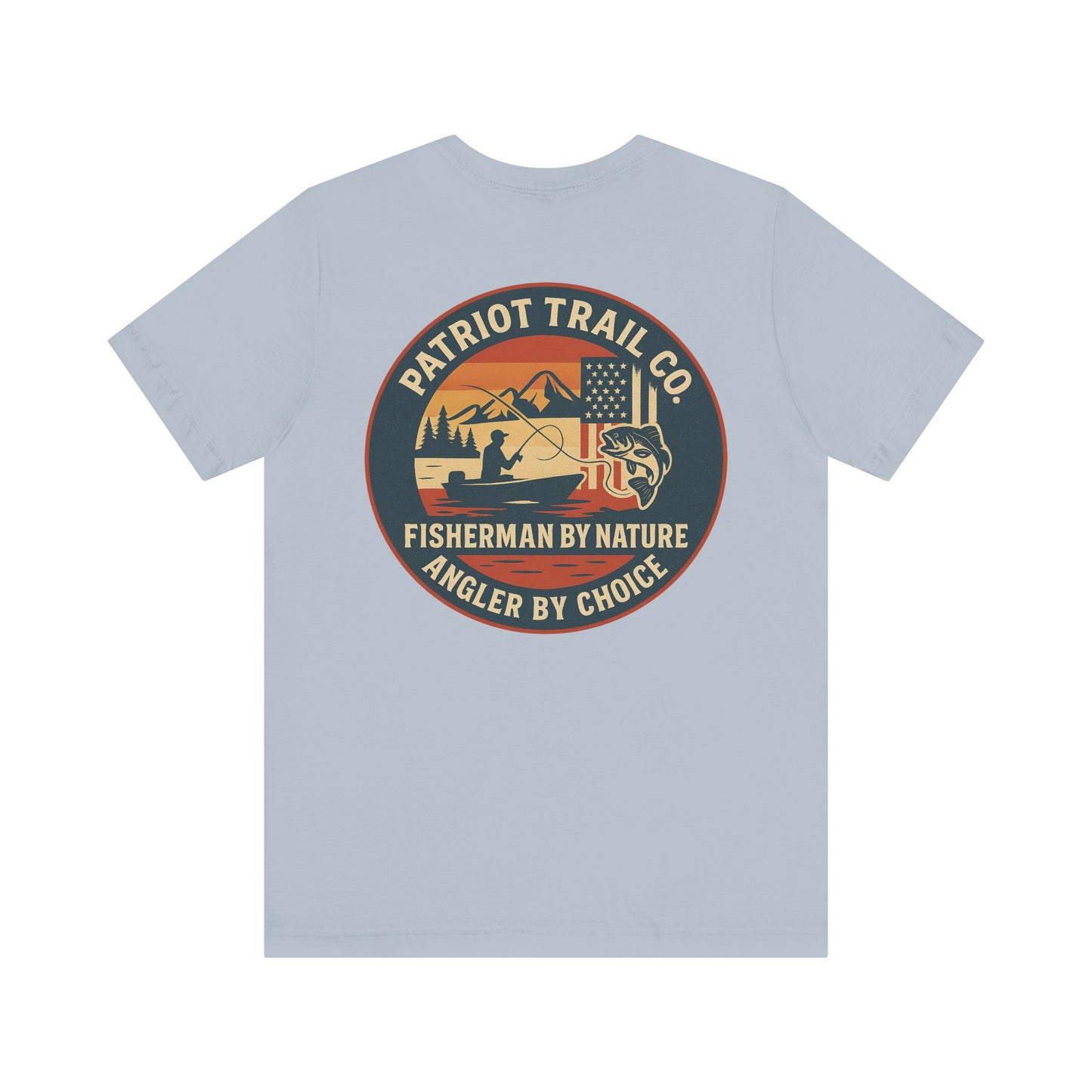 USA Mountain Lake Fishing Tee - Stars, Stripes & Rods Edition Jersey Short Sleeve Tee