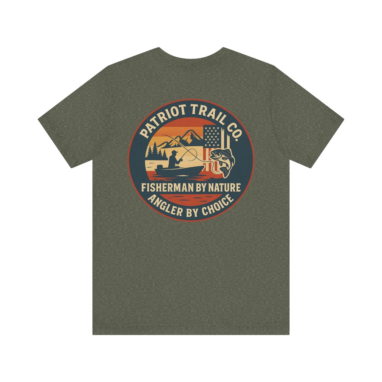 USA Mountain Lake Fishing Tee - Stars, Stripes & Rods Edition Jersey Short Sleeve Tee