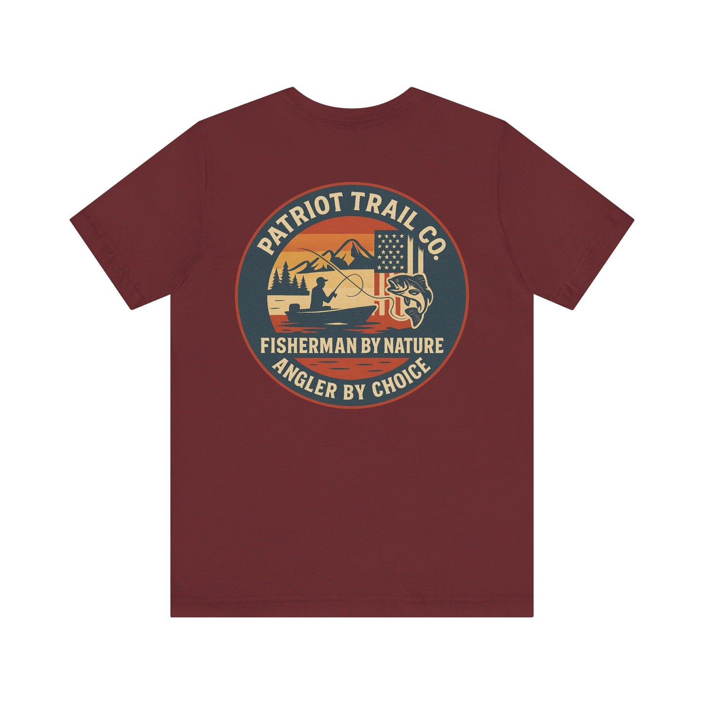 USA Mountain Lake Fishing Tee - Stars, Stripes & Rods Edition Jersey Short Sleeve Tee