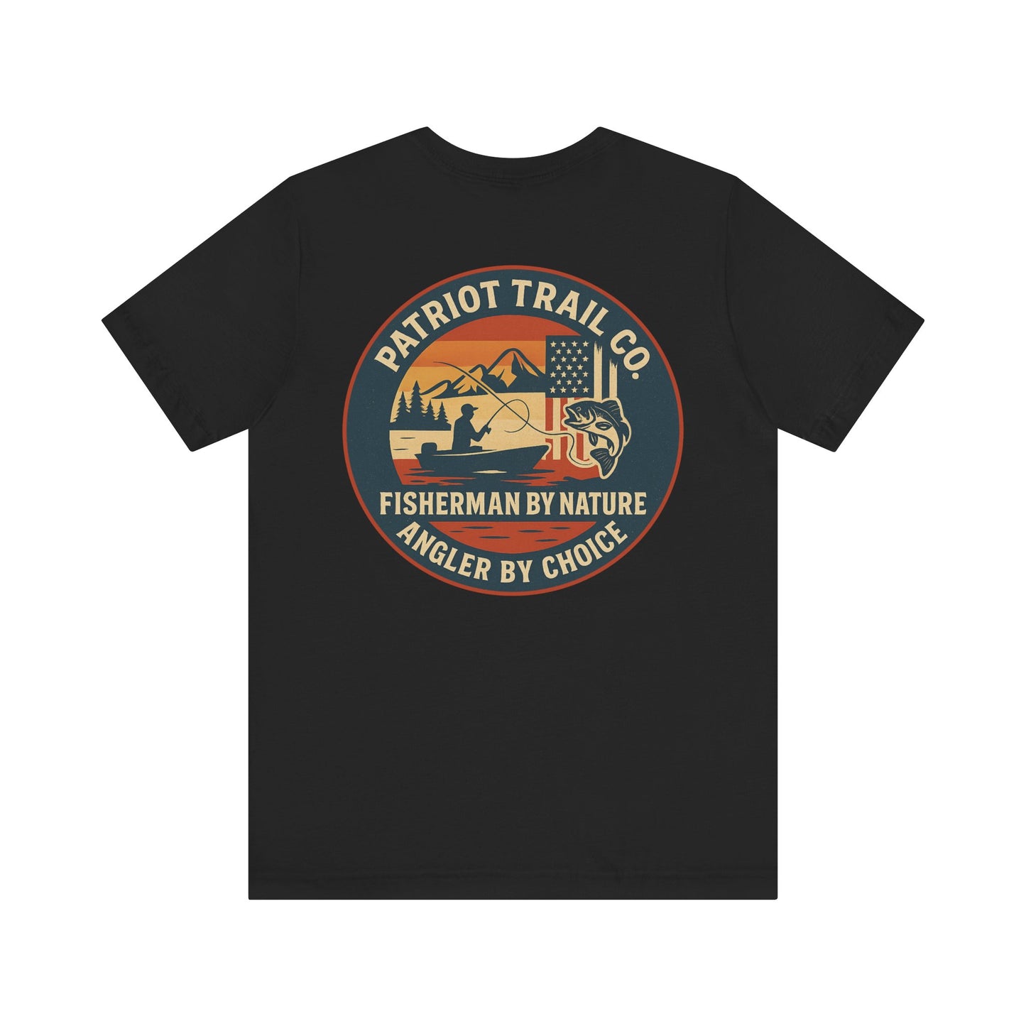 USA Mountain Lake Fishing Tee - Stars, Stripes & Rods Edition Jersey Short Sleeve Tee