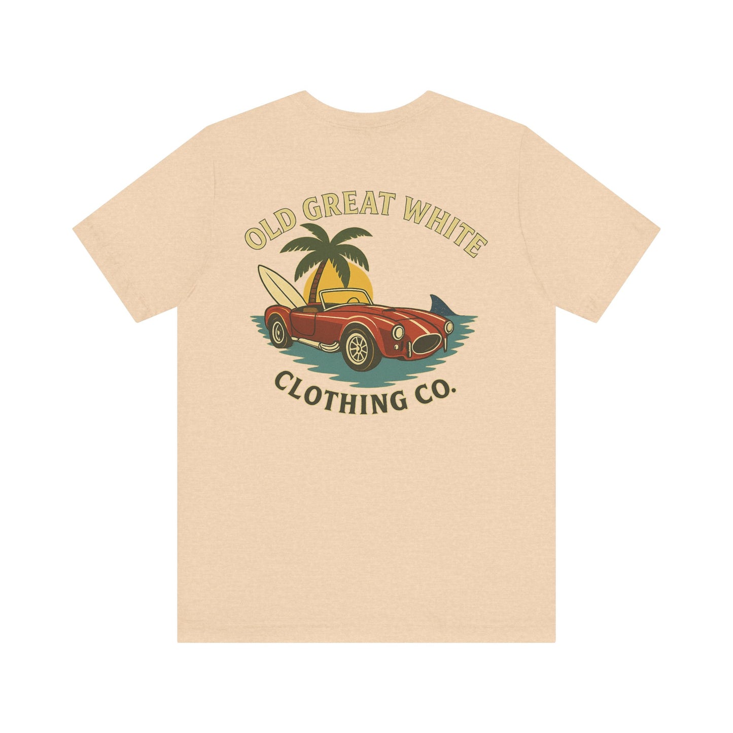 Vintage Convertible & Surfboard T-Shirt – Coastal Cruiser Style Jersey Short Sleeve Tee