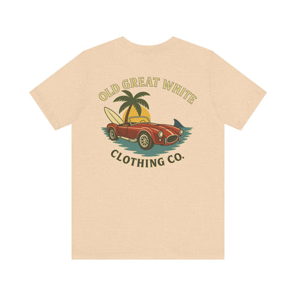 Vintage Convertible & Surfboard T-Shirt – Coastal Cruiser Style Jersey Short Sleeve Tee