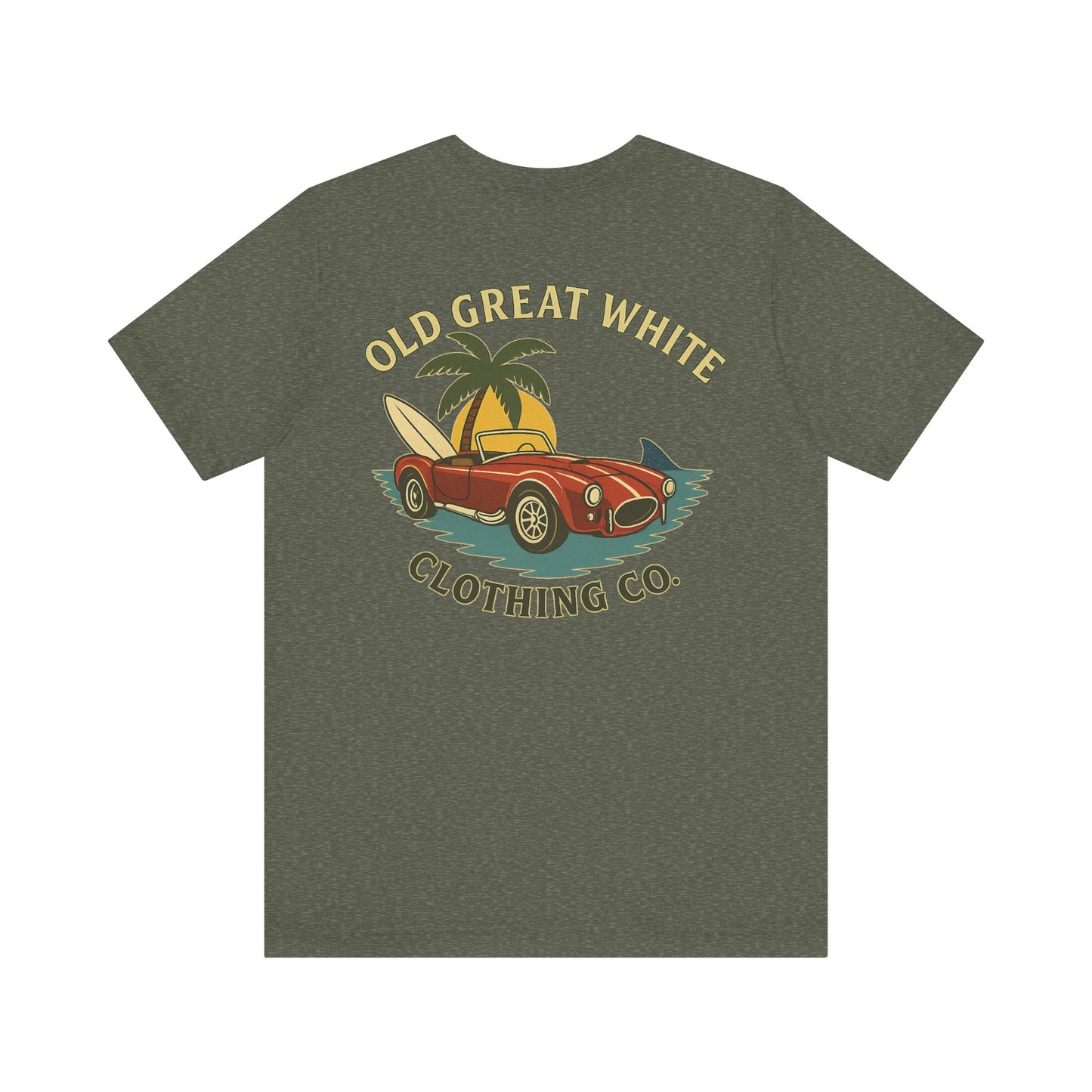 Vintage Convertible & Surfboard T-Shirt – Coastal Cruiser Style Jersey Short Sleeve Tee