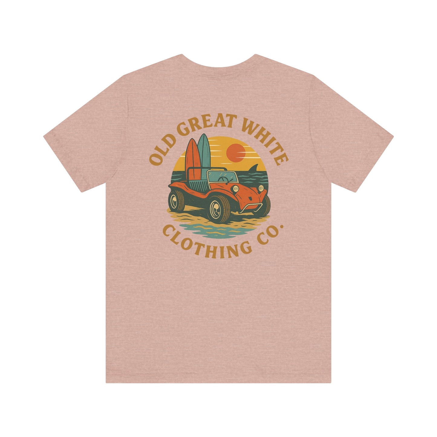 Sunset Surf Buggy Tee – Coastal Cruiser Graphic Shirt Jersey Short Sleeve Tee
