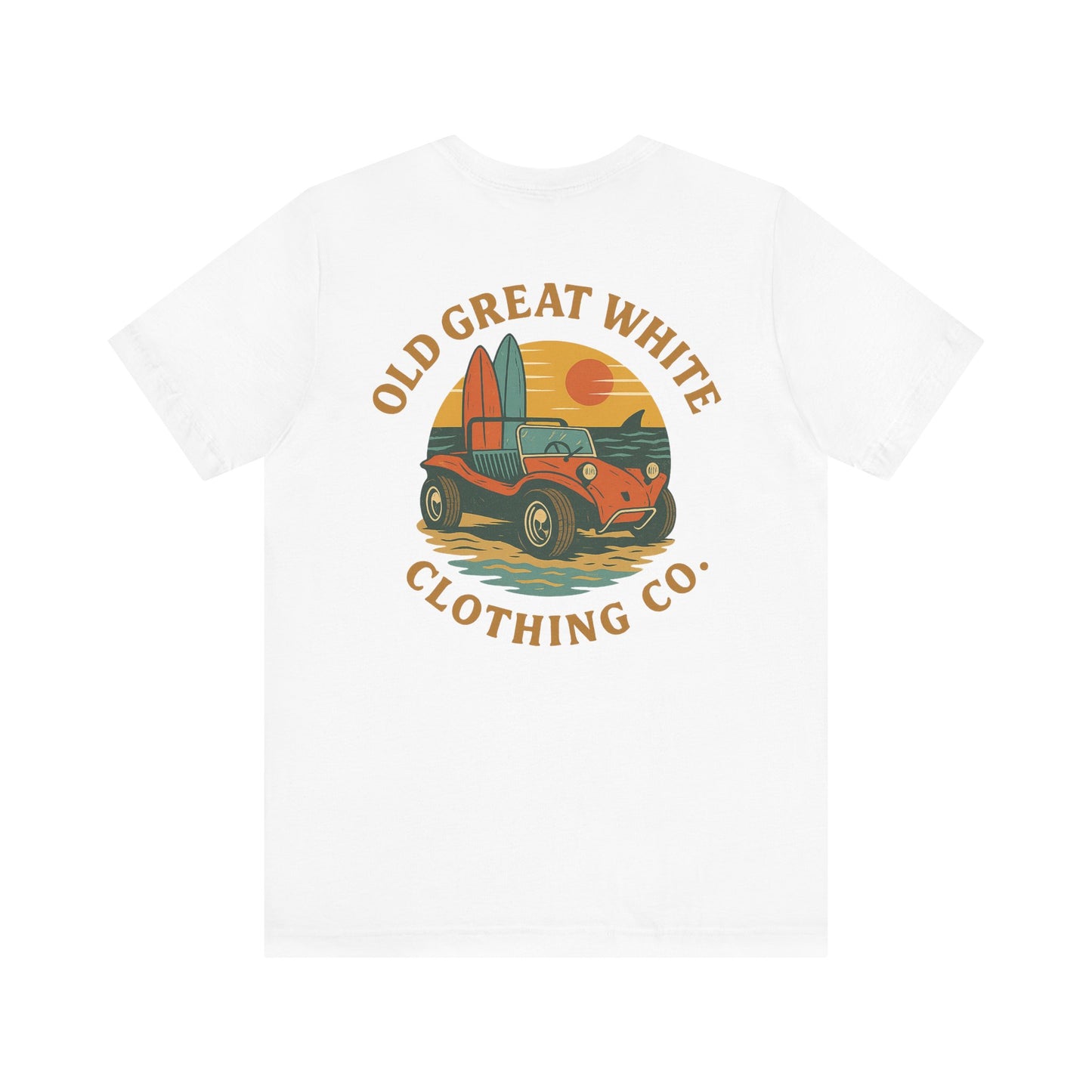 Sunset Surf Buggy Tee – Coastal Cruiser Graphic Shirt Jersey Short Sleeve Tee
