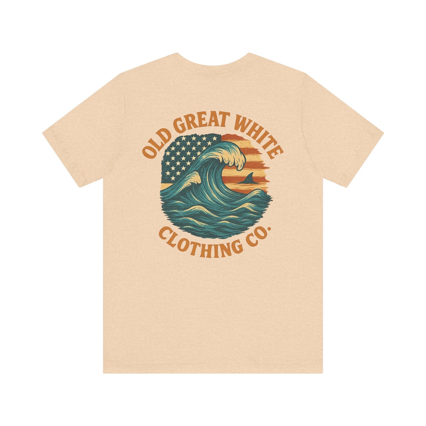 Old Great White American Wave Tee – Retro Ocean Graphic Jersey Short Sleeve Tee