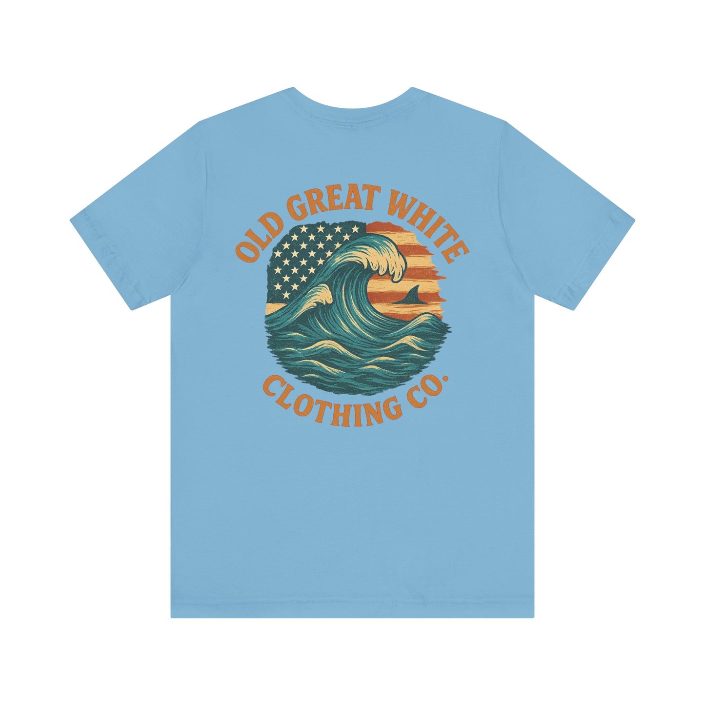 Old Great White American Wave Tee – Retro Ocean Graphic Jersey Short Sleeve Tee