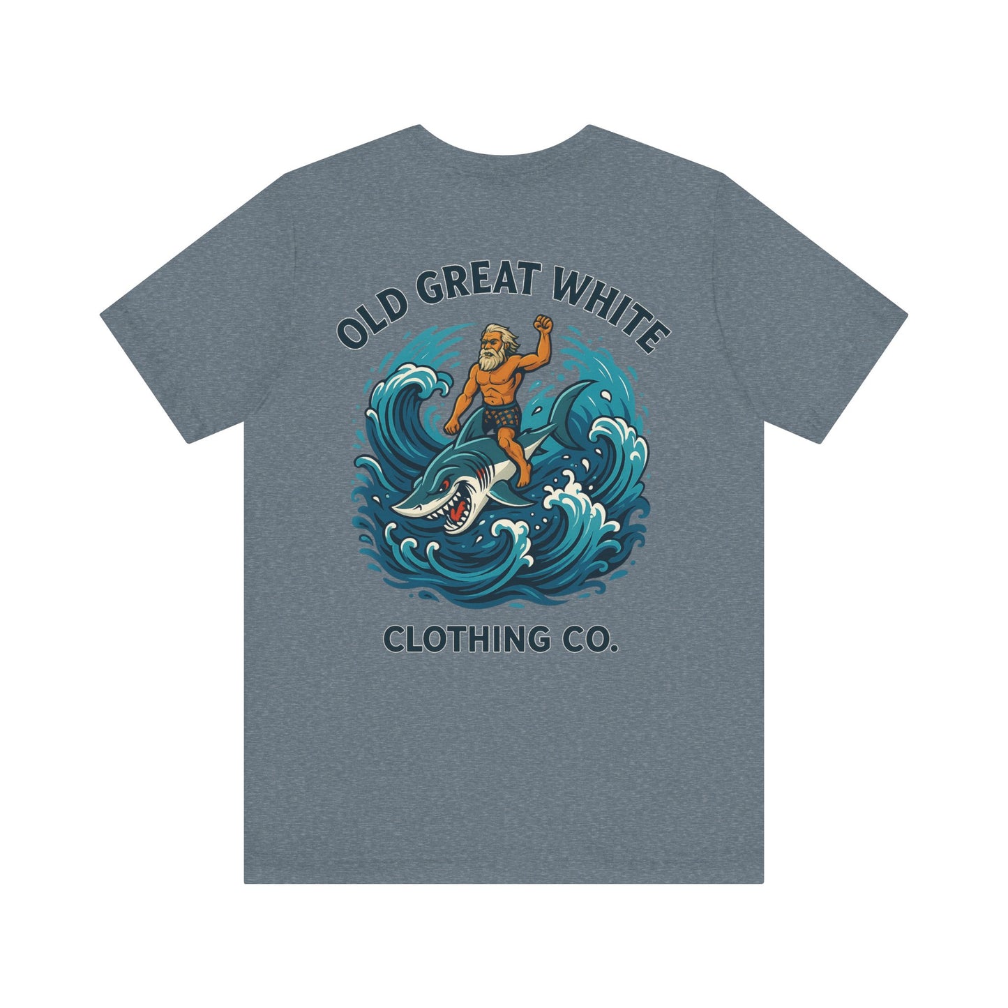 Alpha Shark Rider Tee – Old Great White Power Surf Graphic Classic Jersey Short Sleeve Tee