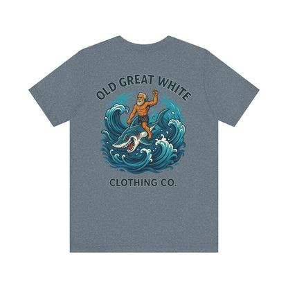 Alpha Shark Rider Tee – Old Great White Power Surf Graphic Classic Jersey Short Sleeve Tee