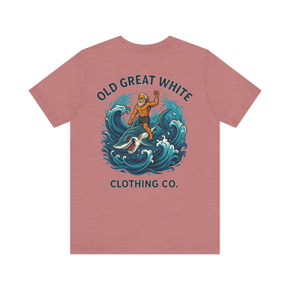 Alpha Shark Rider Tee – Old Great White Power Surf Graphic Classic Jersey Short Sleeve Tee