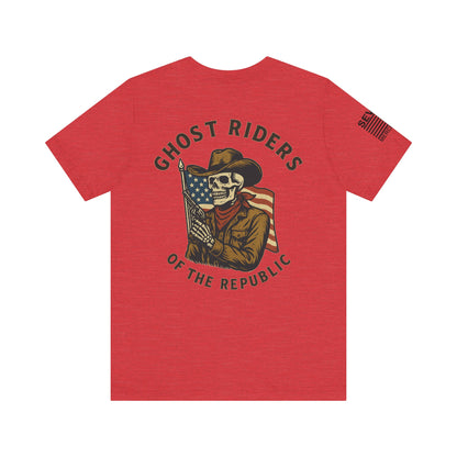 Ghost Riders of the Republic Cowboy Skeleton T-Shirt – Patriotic Western Graphic Tee