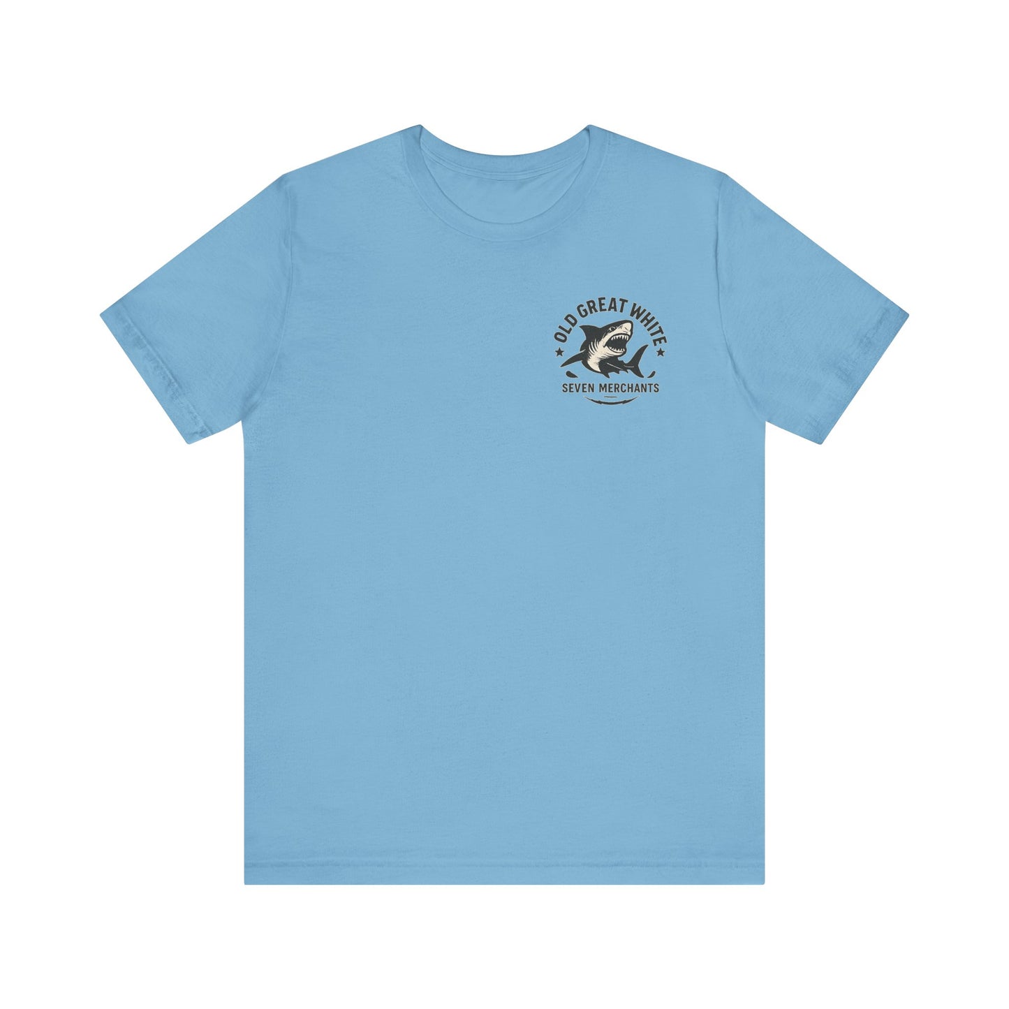 American Shoreline Tee – Lifeguard Tower & Shark Fin Graphic Classic Jersey Short Sleeve Tee