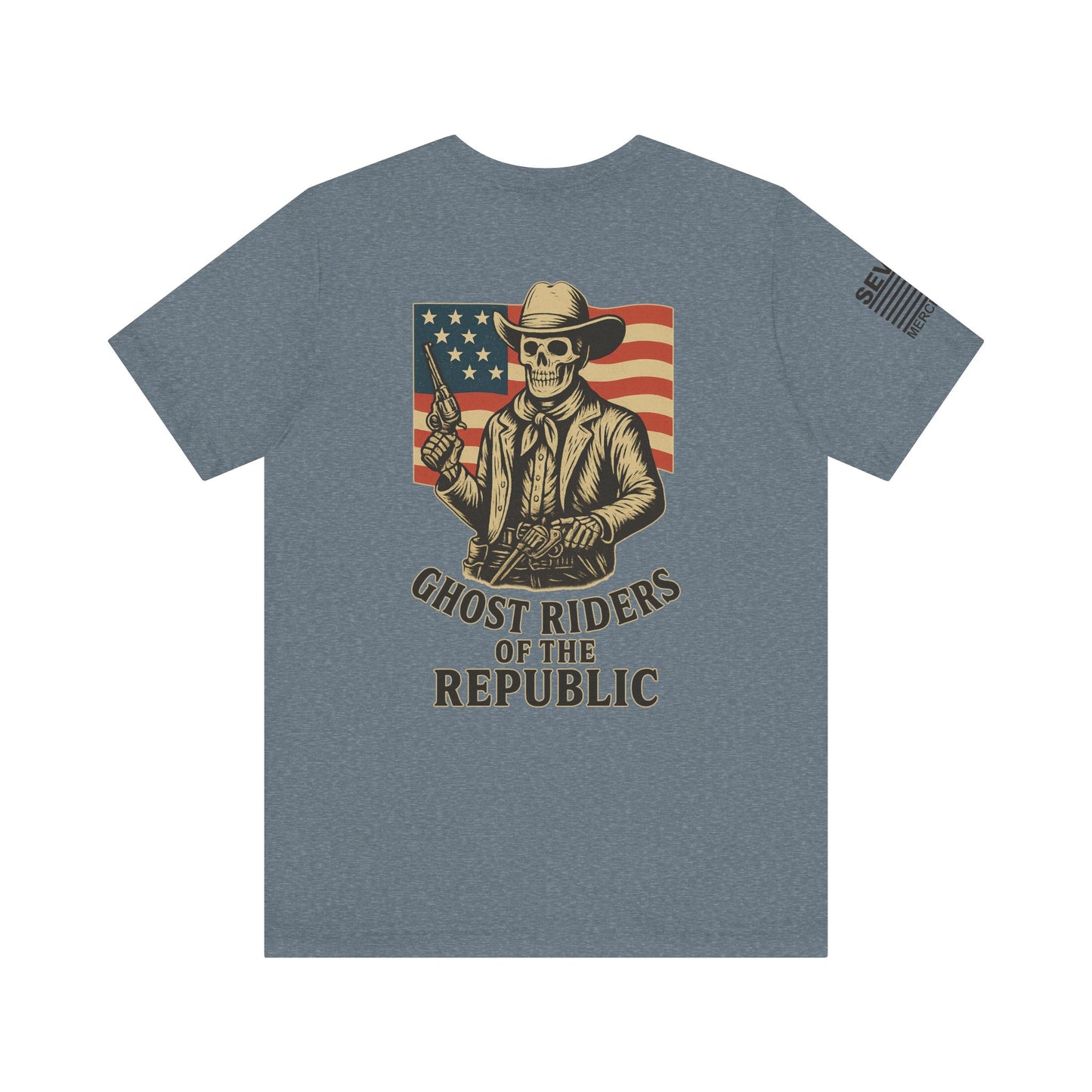 Deadeye Patriot – Ghost Riders of the Republic Cowboy Revolver Graphic Classic Jersey Short Sleeve Tee