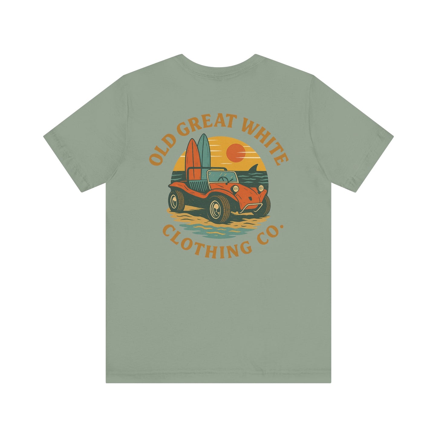Sunset Surf Buggy Tee – Coastal Cruiser Graphic Shirt Jersey Short Sleeve Tee