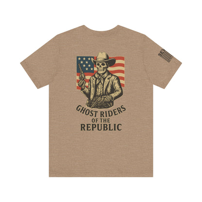 Deadeye Patriot – Ghost Riders of the Republic Cowboy Revolver Graphic Classic Jersey Short Sleeve Tee