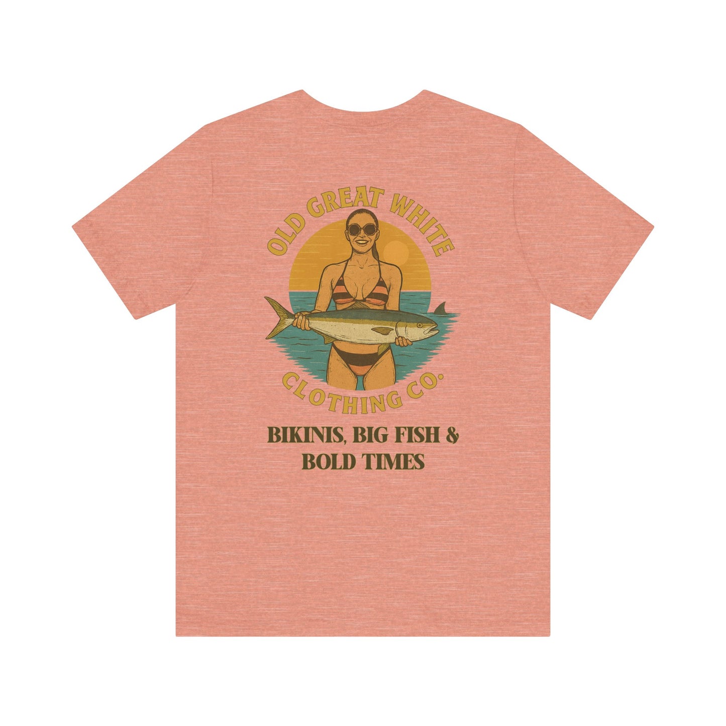 Catch of the Day Bikini Tee – Retro Fishing Girl Graphic Classic Jersey Short Sleeve Tee