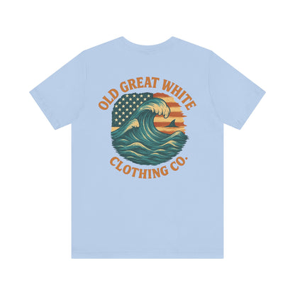 Old Great White American Wave Tee – Retro Ocean Graphic Jersey Short Sleeve Tee