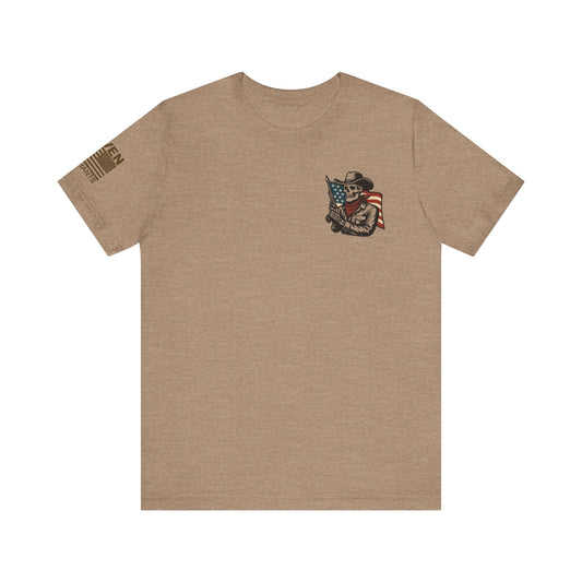 Ghost Riders of the Republic Horseback Skeleton Cowboy T-Shirt – Patriotic Wild West Graphic Tee