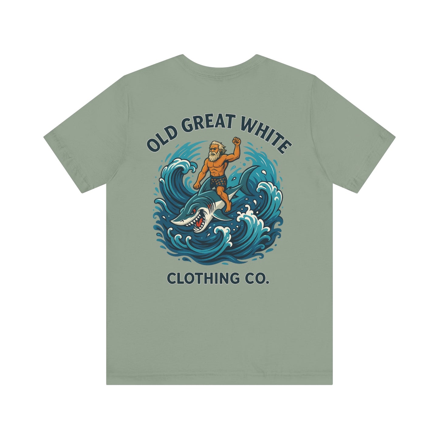 Alpha Shark Rider Tee – Old Great White Power Surf Graphic Classic Jersey Short Sleeve Tee