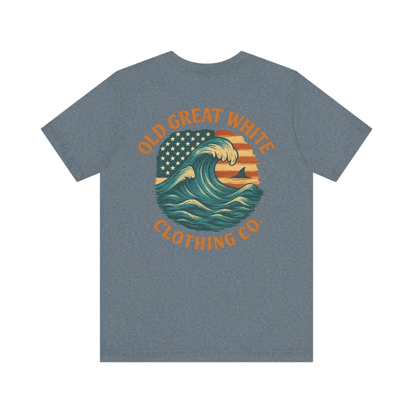 Old Great White American Wave Tee – Retro Ocean Graphic Jersey Short Sleeve Tee