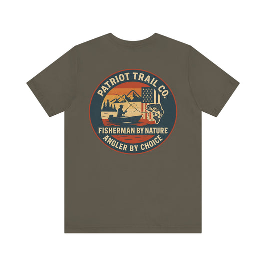 USA Mountain Lake Fishing Tee - Stars, Stripes & Rods Edition Jersey Short Sleeve Tee