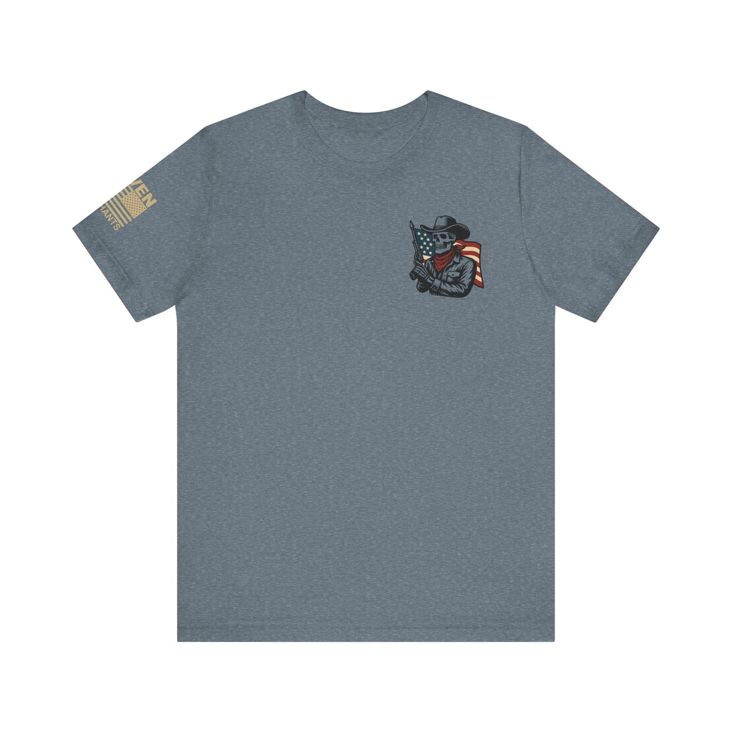 Ghost Riders of the Republic Horseback Skeleton Cowboy T-Shirt – Patriotic Wild West Graphic Tee