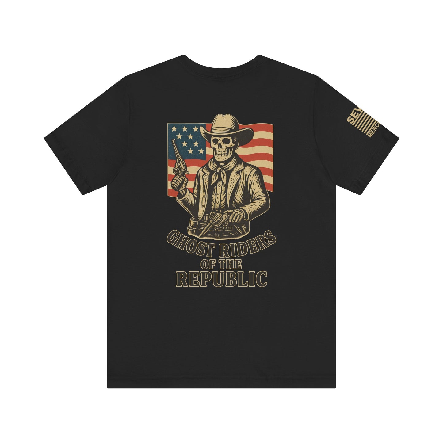 Deadeye Patriot – Ghost Riders of the Republic Cowboy Revolver Graphic Classic Jersey Short Sleeve Tee