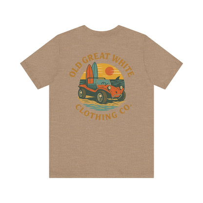 Sunset Surf Buggy Tee – Coastal Cruiser Graphic Shirt Jersey Short Sleeve Tee