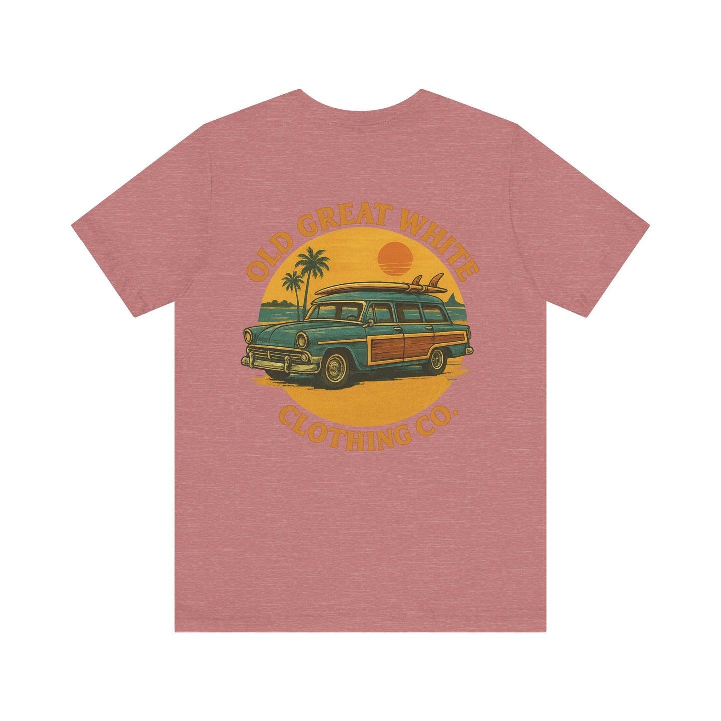 Golden Hour Surf Wagon Tee – Retro Woodie and Sunset Style Classic Jersey Short Sleeve Tee