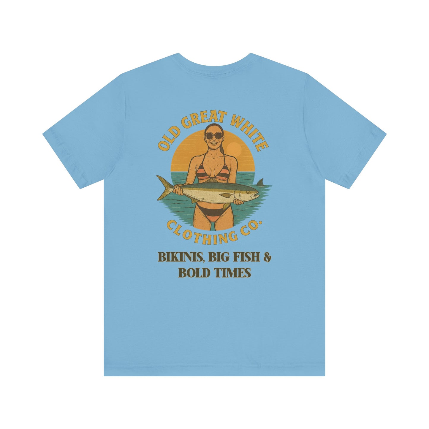 Catch of the Day Bikini Tee – Retro Fishing Girl Graphic Classic Jersey Short Sleeve Tee