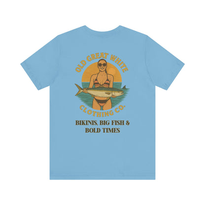 Catch of the Day Bikini Tee – Retro Fishing Girl Graphic Classic Jersey Short Sleeve Tee