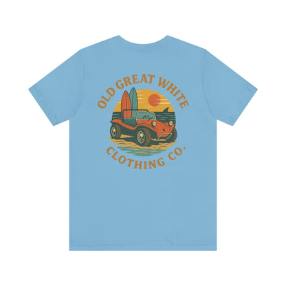Sunset Surf Buggy Tee – Coastal Cruiser Graphic Shirt Jersey Short Sleeve Tee