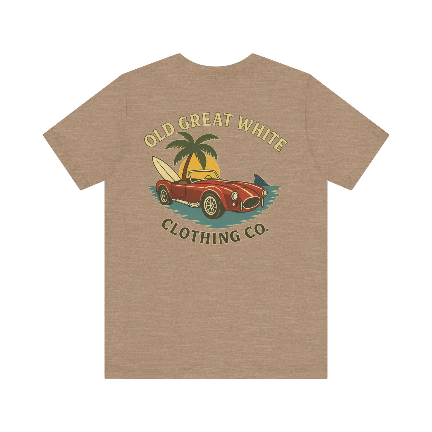 Vintage Convertible & Surfboard T-Shirt – Coastal Cruiser Style Jersey Short Sleeve Tee