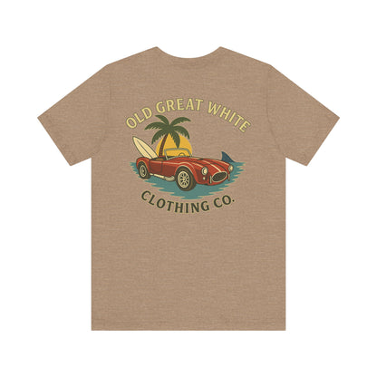 Vintage Convertible & Surfboard T-Shirt – Coastal Cruiser Style Jersey Short Sleeve Tee