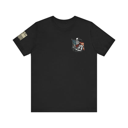 Ride for the Republic – Vintage Skeleton Cowboy Horse & Flag Graphic Tee