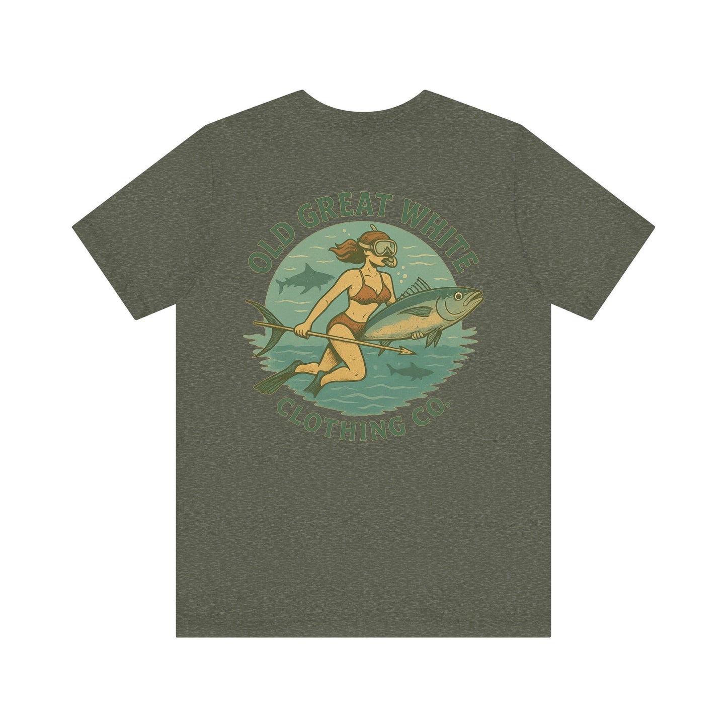Retro Bikini Diver T-Shirt – Spearfishing & Shark Patrol Classic Jersey Short Sleeve Tee