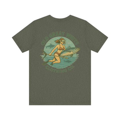 Retro Bikini Diver T-Shirt – Spearfishing & Shark Patrol Classic Jersey Short Sleeve Tee
