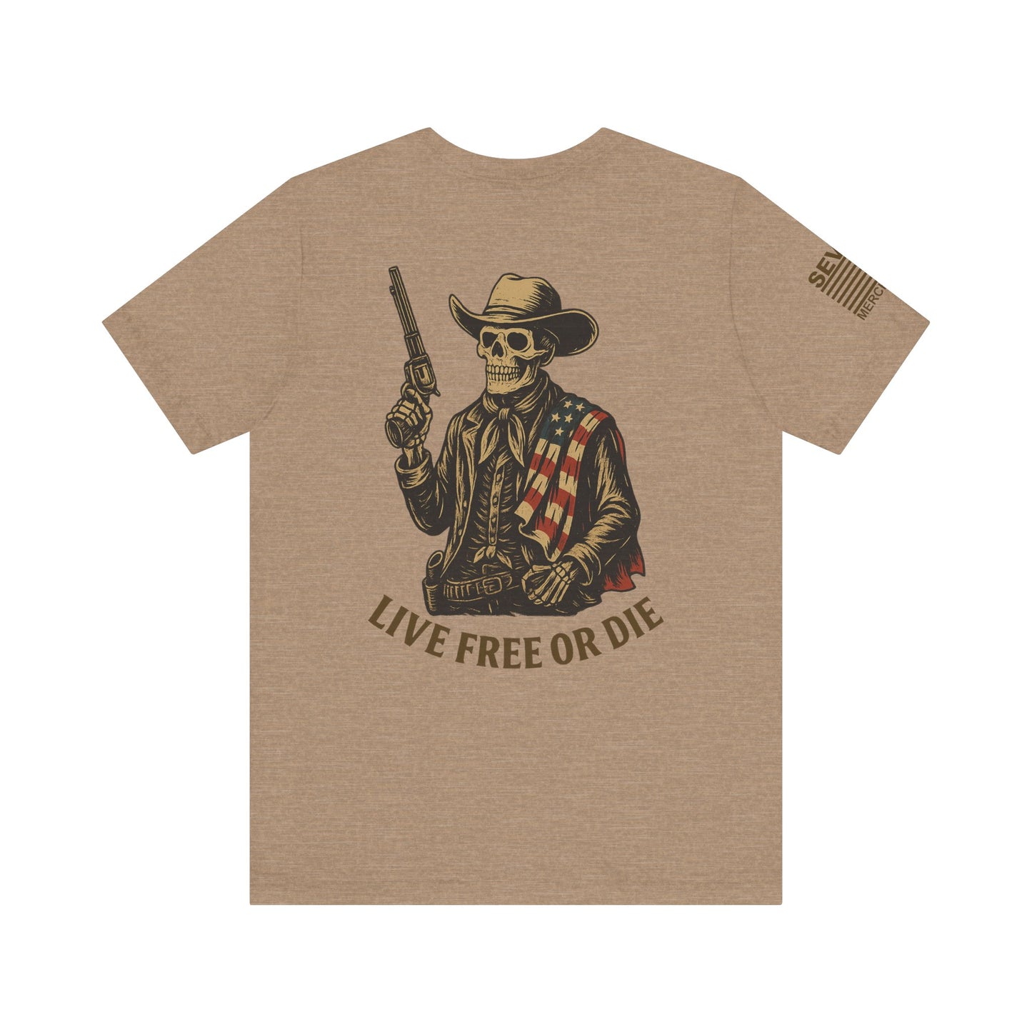 Live Free or Die Skeleton Cowboy T-Shirt – American Flag Western Graphic Tee