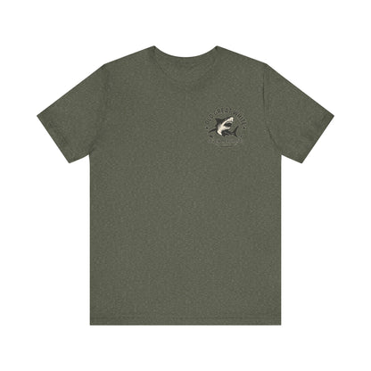 Retro Shark Attack Graphic Tee - Men's Beachwear Classic Jersey Short Sleeve