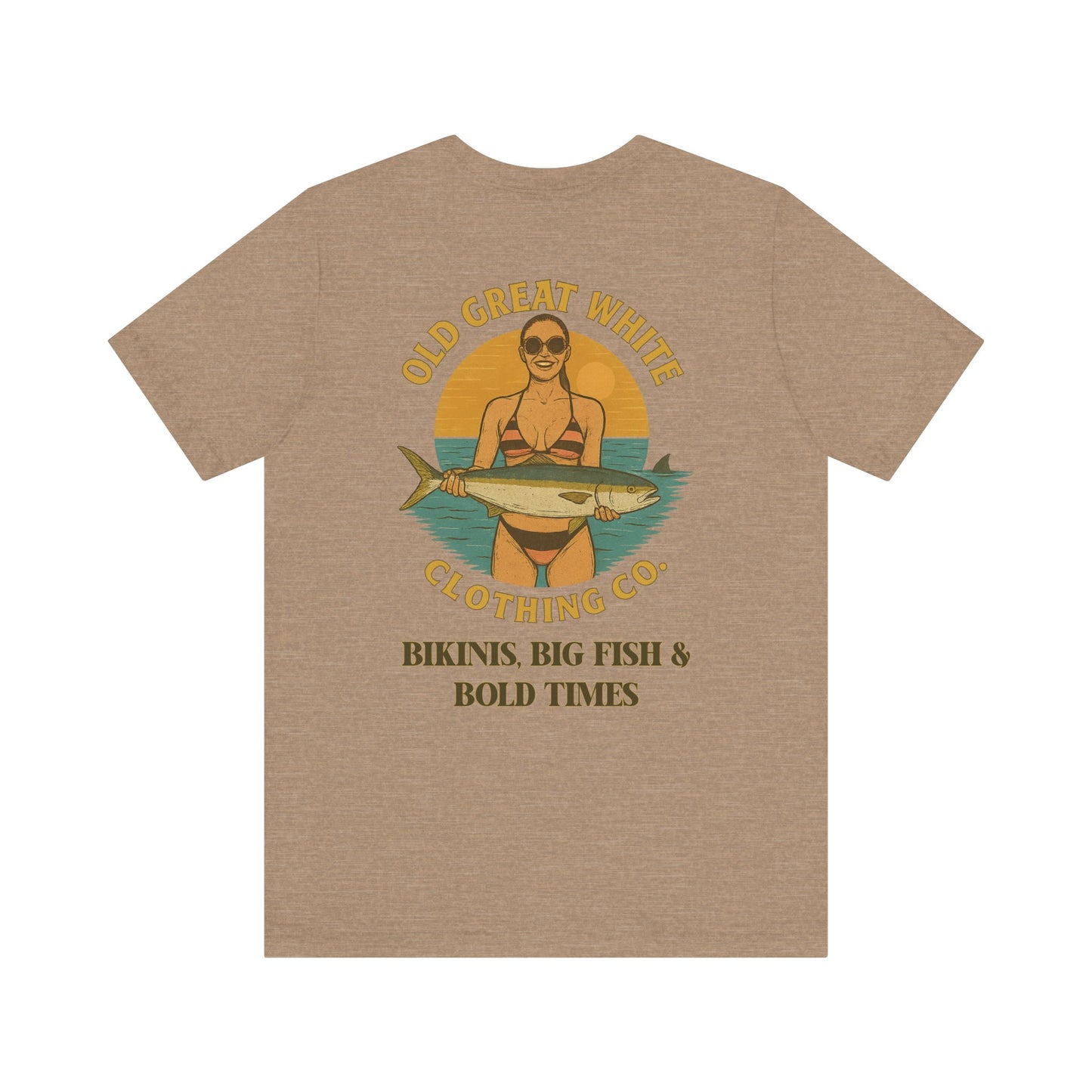 Catch of the Day Bikini Tee – Retro Fishing Girl Graphic Classic Jersey Short Sleeve Tee