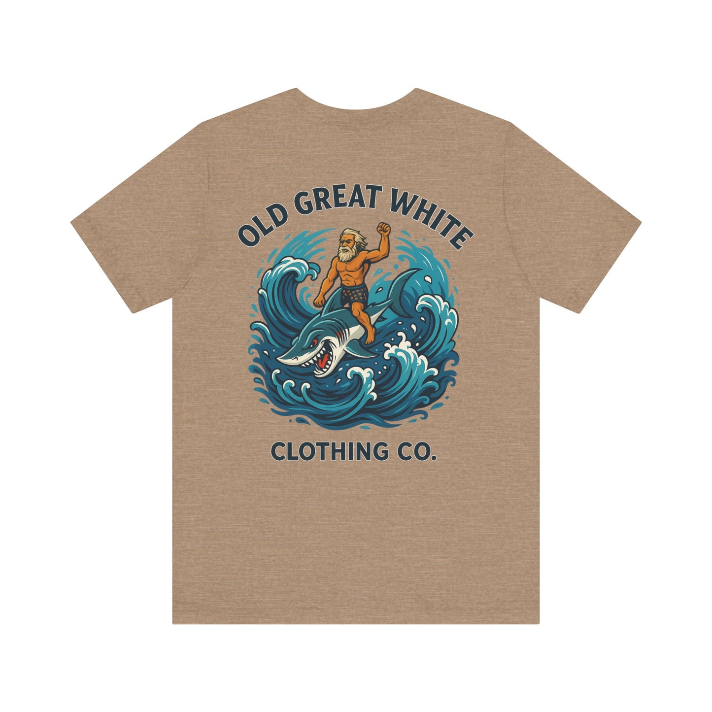 Alpha Shark Rider Tee – Old Great White Power Surf Graphic Classic Jersey Short Sleeve Tee