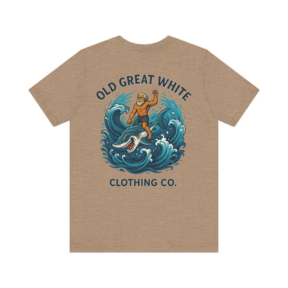 Alpha Shark Rider Tee – Old Great White Power Surf Graphic Classic Jersey Short Sleeve Tee