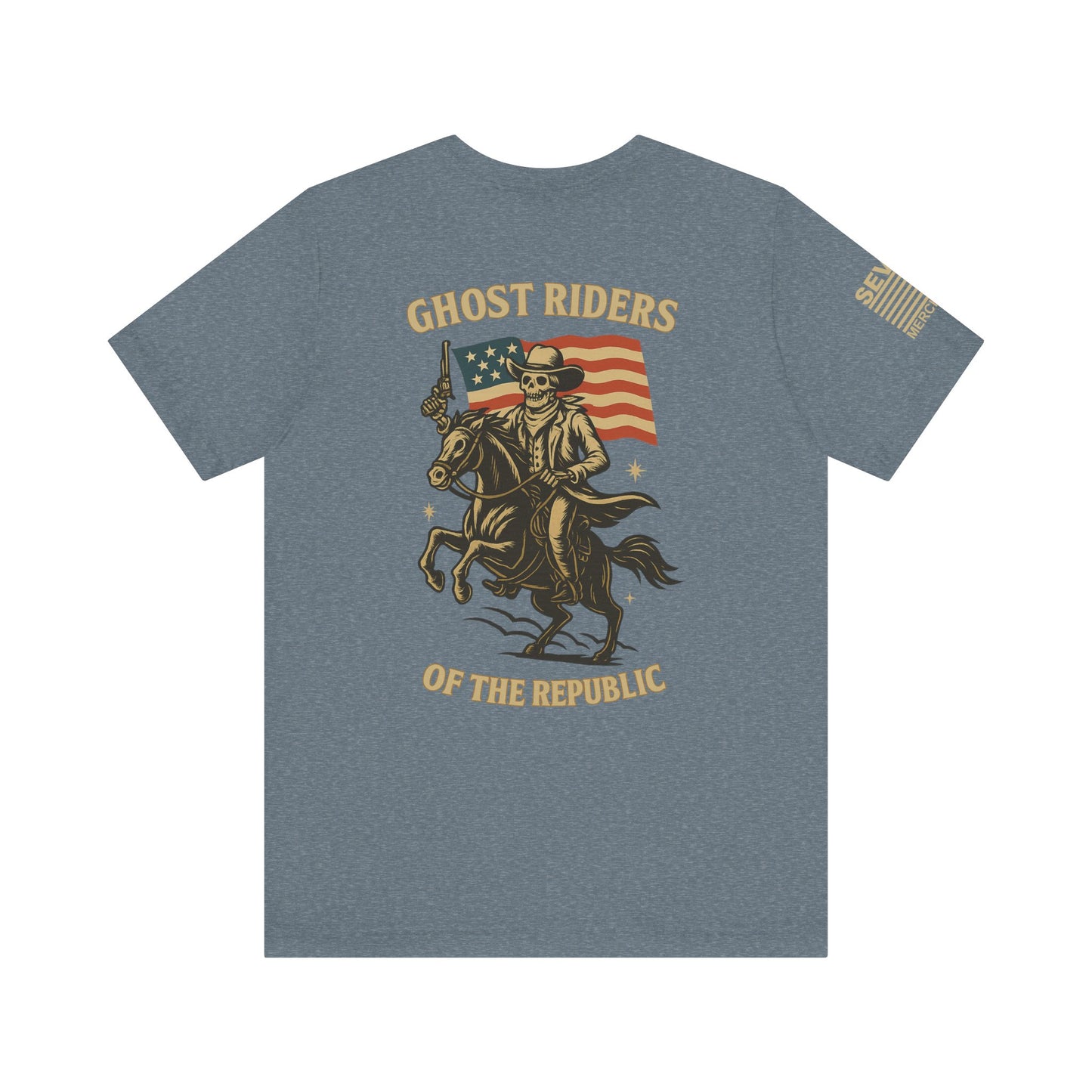 Ghost Riders of the Republic Horseback Skeleton Cowboy T-Shirt – Patriotic Wild West Graphic Tee