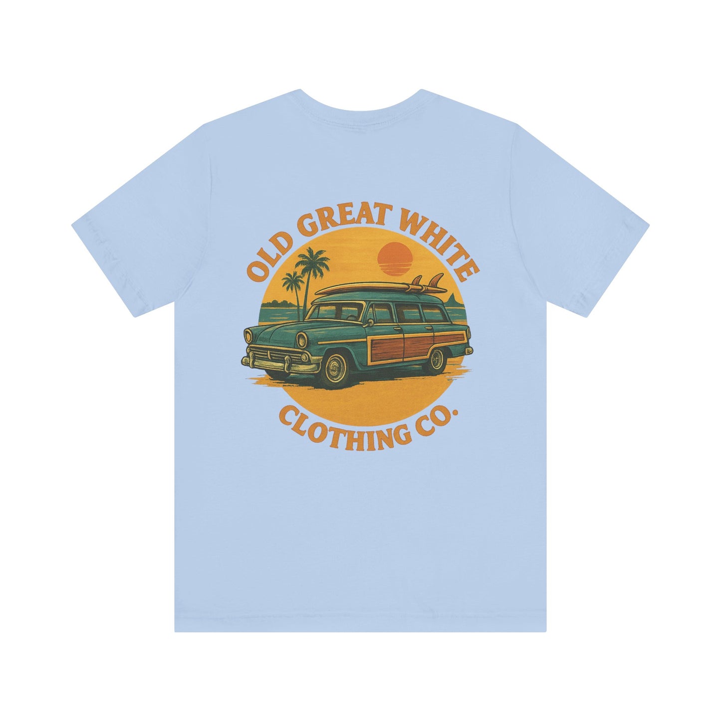 Golden Hour Surf Wagon Tee – Retro Woodie and Sunset Style Classic Jersey Short Sleeve Tee